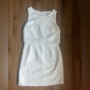 Banana Republic Cream Textured Layered Sleeveless Shift‎ Dress Women Sz 8 Preppy